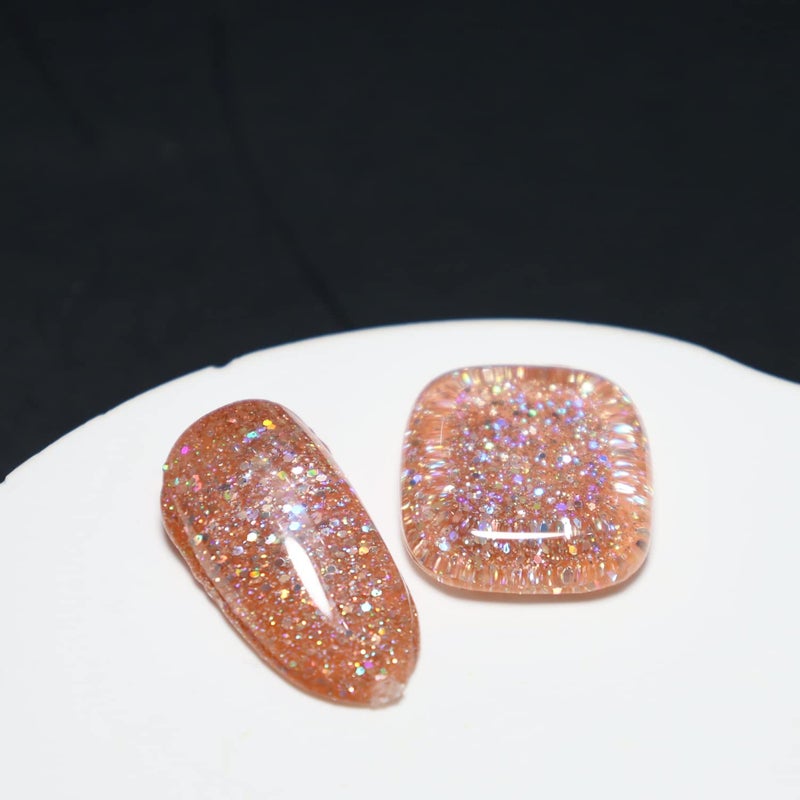 FZANEST Rose Gold Glitter Gel Nail Polish Led UV Gel Polish Holographic Color Sparkle Gel Nail 15ml - Image 3