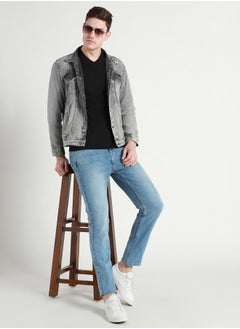 Dennis Lingo Mid Rise Slim Fit Faded Jeans by Styli  - Image 4
