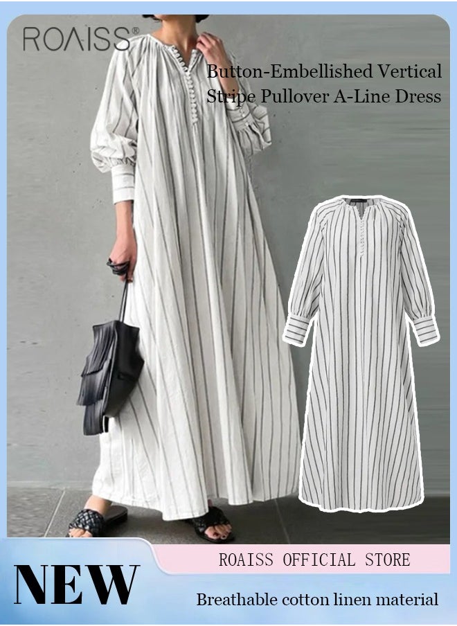 Womens Cotton And Linen Shirt Dress Casual Loose Blouse Dress Solid Color Maxi Dresses Button Open And Close Dress - pzsku/Z25B11EE3F3FFF6152F19Z/45/_/1705732944/3d2d6d0d-8b78-410c-af6a-d2750a02c22a