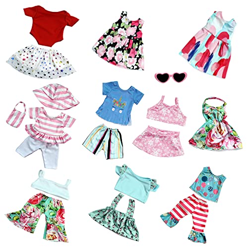 ReeRaa 20 pcs 18 inch Doll Clothes and Accessories for American 18 inch Girl Doll Clothes Gift Including 10 Complete Sets of Clothing - Image 2