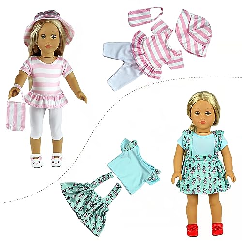 ReeRaa 20 pcs 18 inch Doll Clothes and Accessories for American 18 inch Girl Doll Clothes Gift Including 10 Complete Sets of Clothing - Image 3