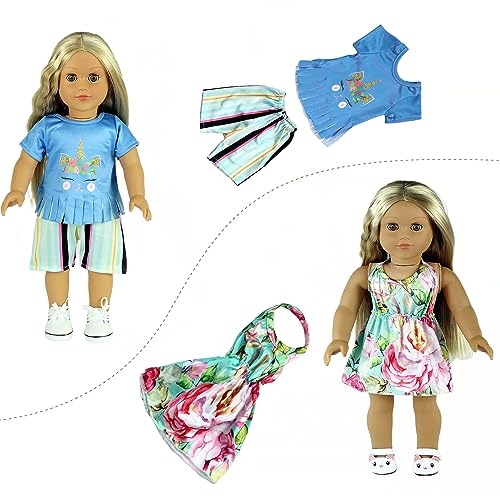ReeRaa 20 pcs 18 inch Doll Clothes and Accessories for American 18 inch Girl Doll Clothes Gift Including 10 Complete Sets of Clothing - Image 5