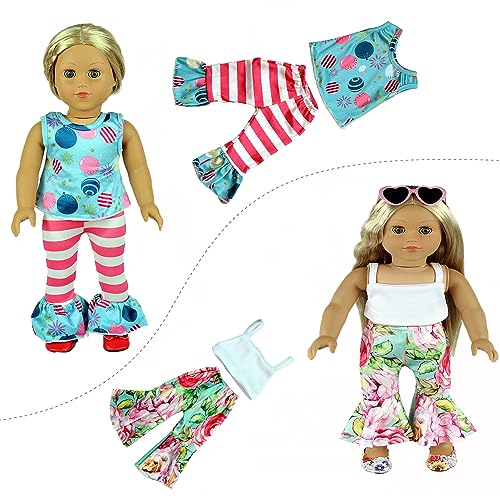 ReeRaa 20 pcs 18 inch Doll Clothes and Accessories for American 18 inch Girl Doll Clothes Gift Including 10 Complete Sets of Clothing - Image 4