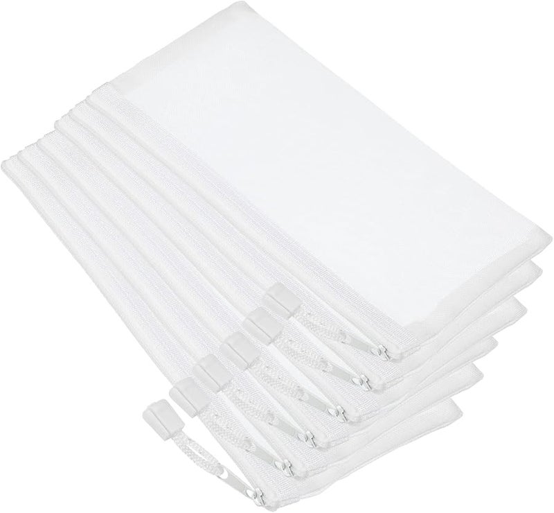 Yokive 6 Pack White Mesh Cosmetic Bags Travel Organizer Pencil Cases - Image 2
