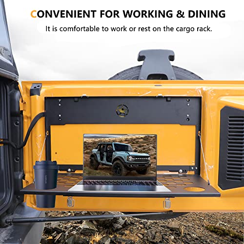RERPRO طاولة خلفية قابلة للطي بدون حفر لسيارة فورد برونكو الجديدة 2021 2022 2023 2024 2/4 أبواب ملحقات داخلية لوحة مول خلفية منظم حمولات رف تخزين أدوات مثبتة بدون حفر - Image 2