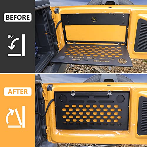 RERPRO طاولة خلفية قابلة للطي بدون حفر لسيارة فورد برونكو الجديدة 2021 2022 2023 2024 2/4 أبواب ملحقات داخلية لوحة مول خلفية منظم حمولات رف تخزين أدوات مثبتة بدون حفر - Image 5