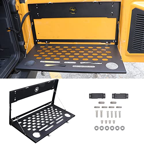 RERPRO طاولة خلفية قابلة للطي بدون حفر لسيارة فورد برونكو الجديدة 2021 2022 2023 2024 2/4 أبواب ملحقات داخلية لوحة مول خلفية منظم حمولات رف تخزين أدوات مثبتة بدون حفر - Image 1