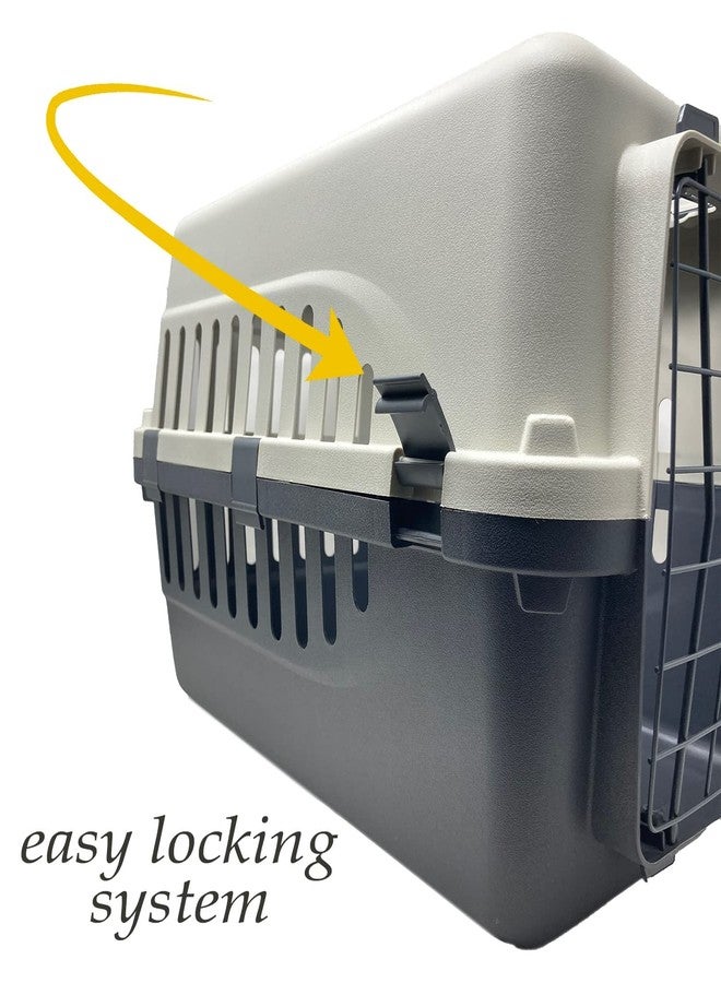Smart Pups Double Door Dog Plastic Flight Crate Iata Approved Pet Carrier, Traveler (20 INCH) (Black & Gray) - Image 3