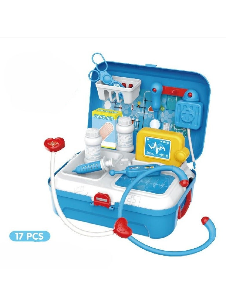 Children's simulated kitchen, cooking utensils, cosmetics, doctor's tool set, family backpack box, toys - Image 1