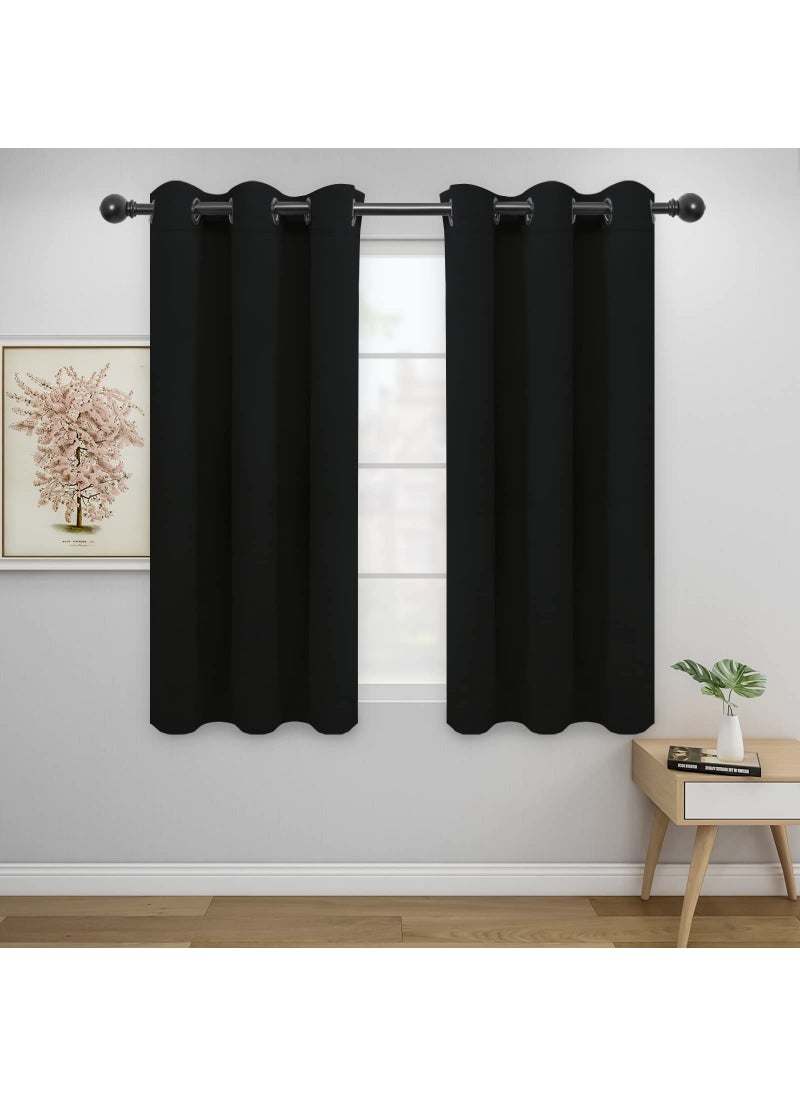 Easy-Going EasyGoing Blackout Curtains for Bedroom Solid Thermal Insulated Grommet and Noise Reduction Window Drapes Room Darkening Curtains for Living Room 2 Panels 42x54 in Black 