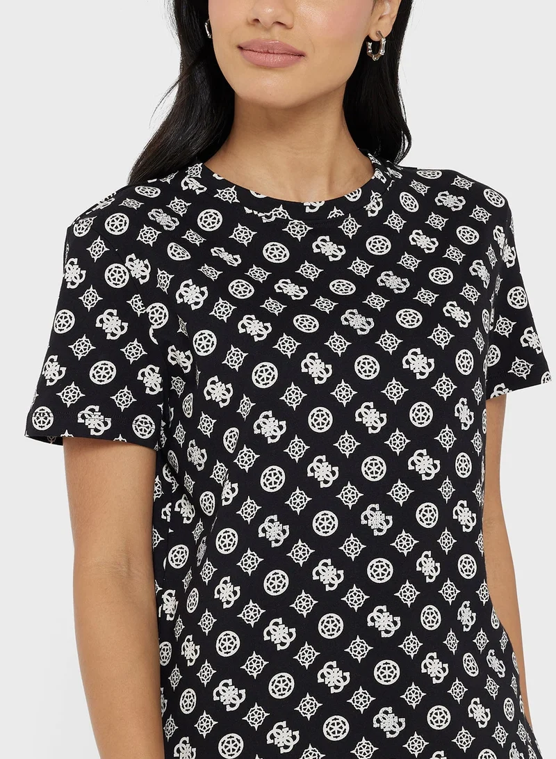 جس تيشيرت بأكمام قصيرة بزهرة الفاوانيا جلوريا