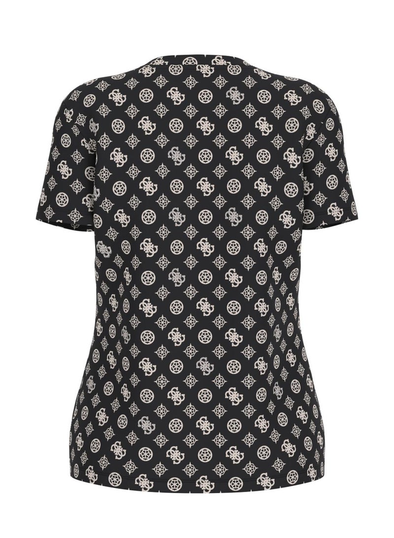 جس تيشيرت بأكمام قصيرة بزهرة الفاوانيا جلوريا - Image 4