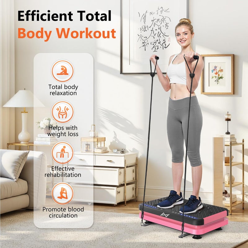 AXV Vibration Plate Fitness Platform Exercise Machine Vibrating Shaking Full Body Shaker Workout Vibrate Stand Shake Board Sport Gym for Weight Loss Fat Burner for Women Men - Image 5