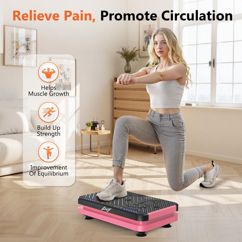 AXV Vibration Plate Fitness Platform Exercise Machine Vibrating Shaking Full Body Shaker Workout Vibrate Stand Shake Board Sport Gym for Weight Loss Fat Burner for Women Men - Image 3