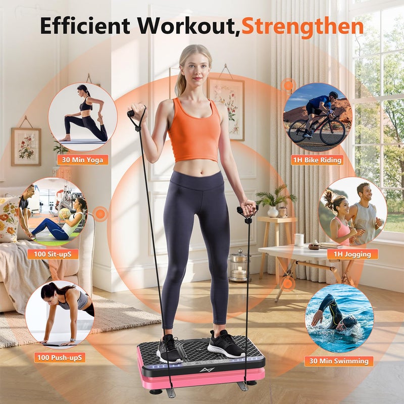 AXV Vibration Plate Fitness Platform Exercise Machine Vibrating Shaking Full Body Shaker Workout Vibrate Stand Shake Board Sport Gym for Weight Loss Fat Burner for Women Men - Image 2