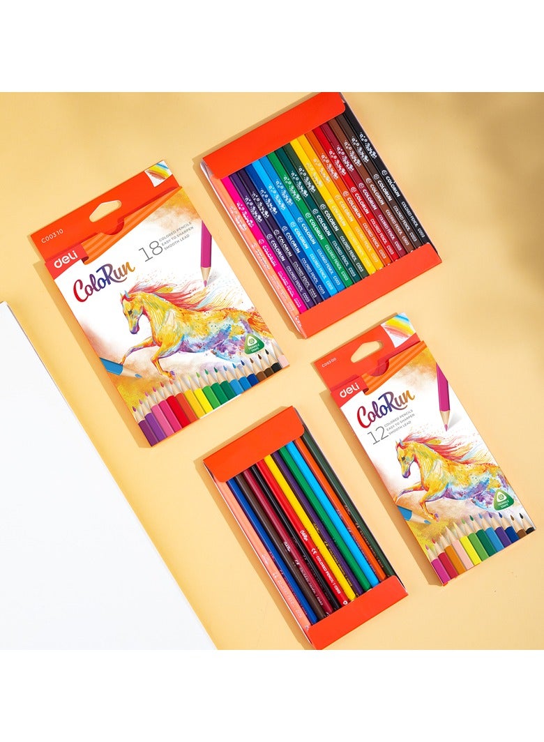 Deli أقلام تلوين مثلثة من خشب الباسود دلي EC00300 COLORUN، 12 لون، تلوين سلس، سهل الشحذ - Image 5