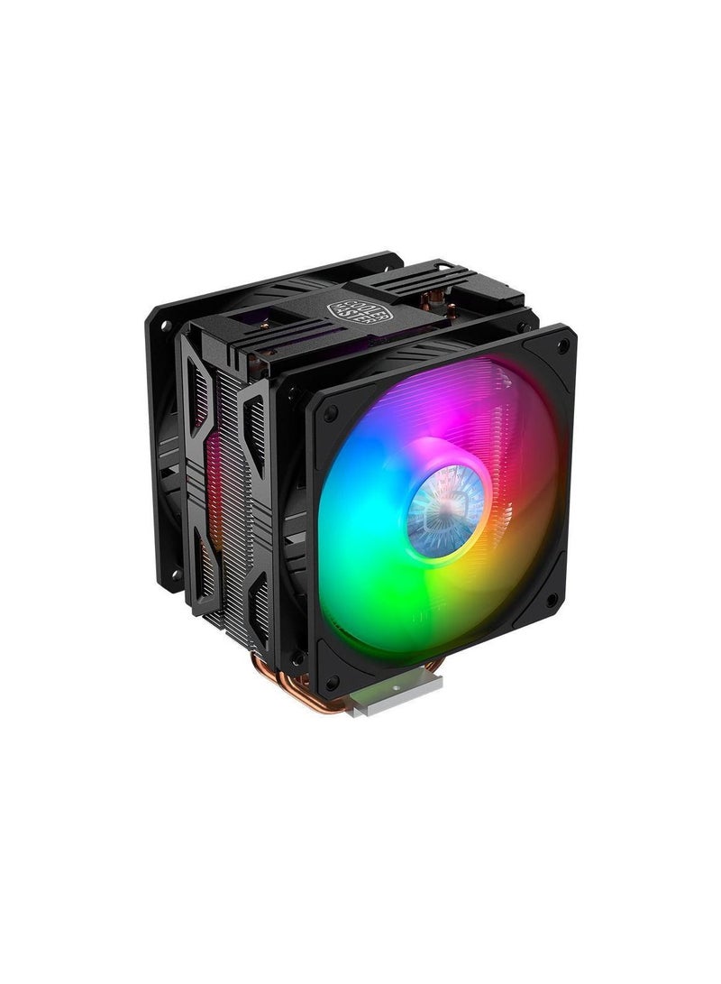 مبرد وحدة المعالجة المركزية T400 Pro (أسود)، 4 أنابيب حرارية CDC، مروحة PWM مزدوجة 120 مم
