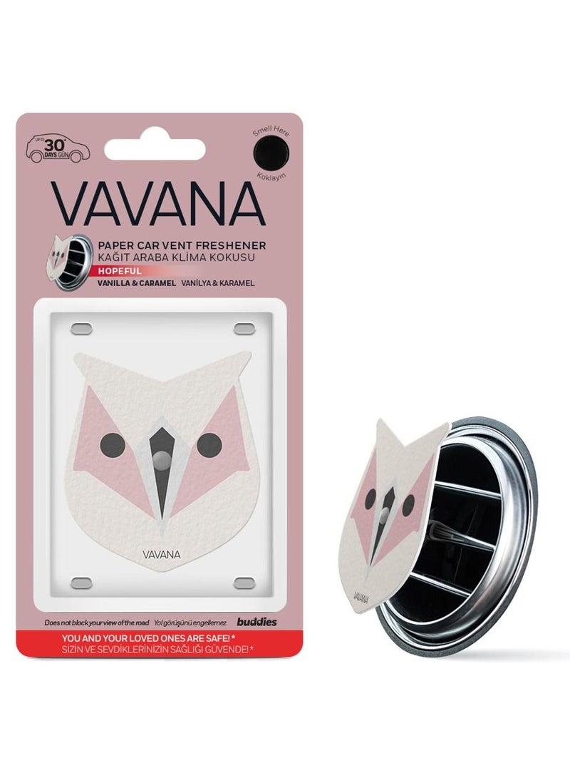 Vavana Buddies Vegan Paper Car Vent Air Freshner Hopeful Owl - Image 1