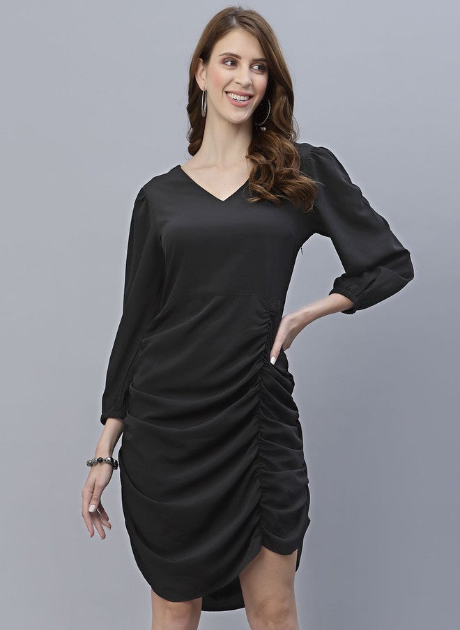 RAASSIO Black Sheath Midi Dress for Women - Image 2