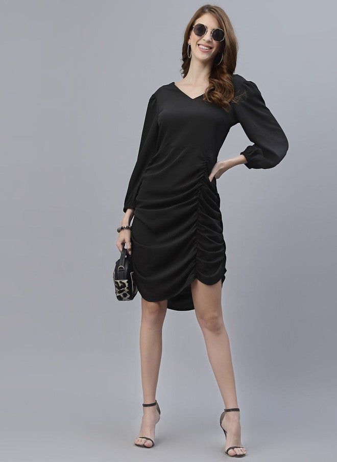 RAASSIO Black Sheath Midi Dress for Women - Image 1