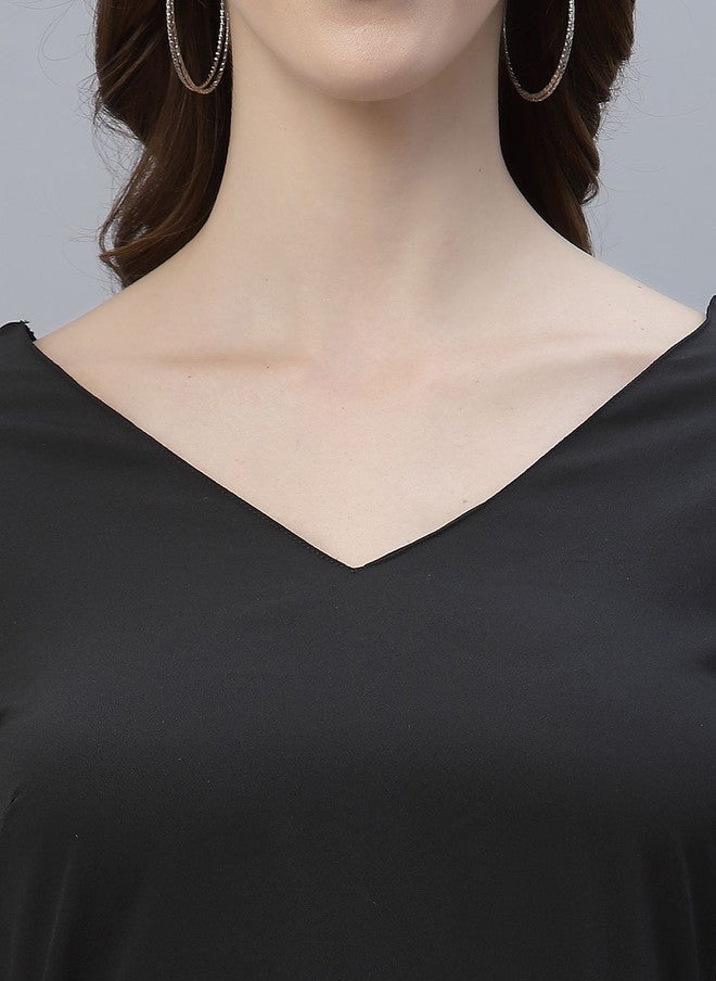 RAASSIO Black Sheath Midi Dress for Women - Image 3