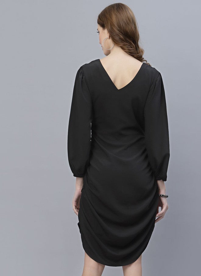 RAASSIO Black Sheath Midi Dress for Women - Image 5