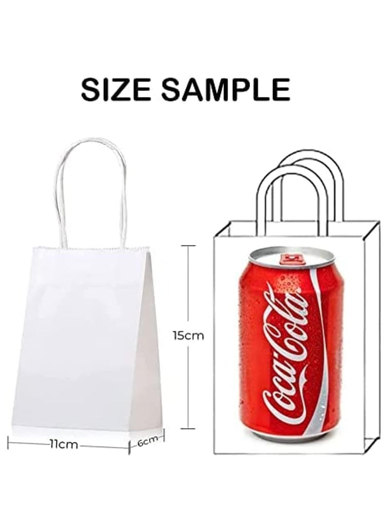 MARKQ [24 Bags] Kraft Paper bags with handles, 15 x 11 x 6 cm White Gift bags for Birthday Party Favors, Weddings, Merchandise, Goodies, Baby Shower  - Image 2