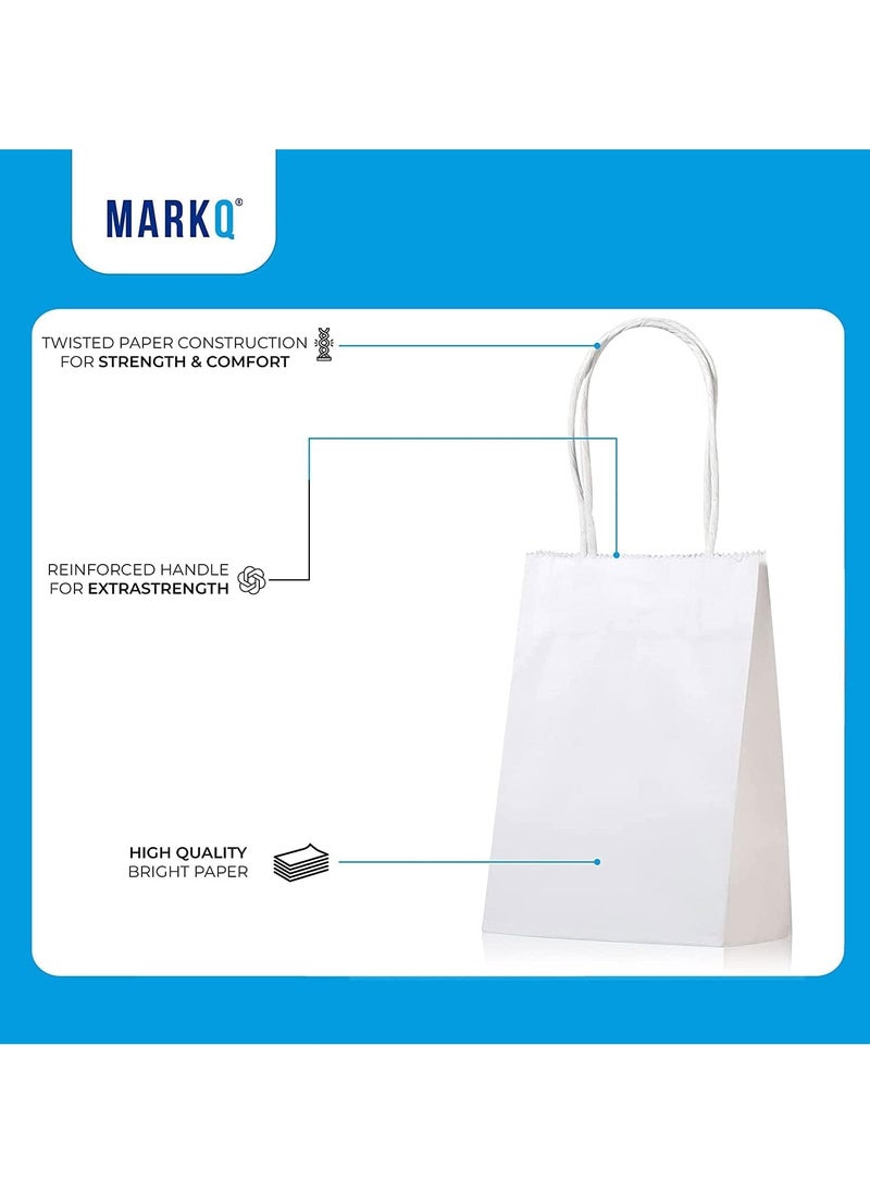 MARKQ [24 Bags] Kraft Paper bags with handles, 15 x 11 x 6 cm White Gift bags for Birthday Party Favors, Weddings, Merchandise, Goodies, Baby Shower  - Image 4