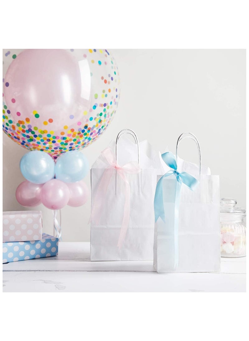 MARKQ - [24 Bags] Kraft Paper bags with handles, 15 x 11 x 6 cm White Gift bags for Birthday Party Favors, Weddings, Merchandise, Goodies, Baby Shower - Image 1