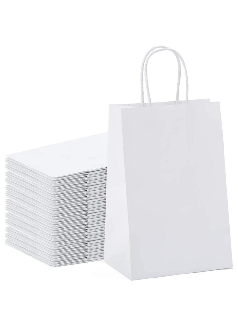 MARKQ [24 Bags] Kraft Paper bags with handles, 15 x 11 x 6 cm White Gift bags for Birthday Party Favors, Weddings, Merchandise, Goodies, Baby Shower - Image 1