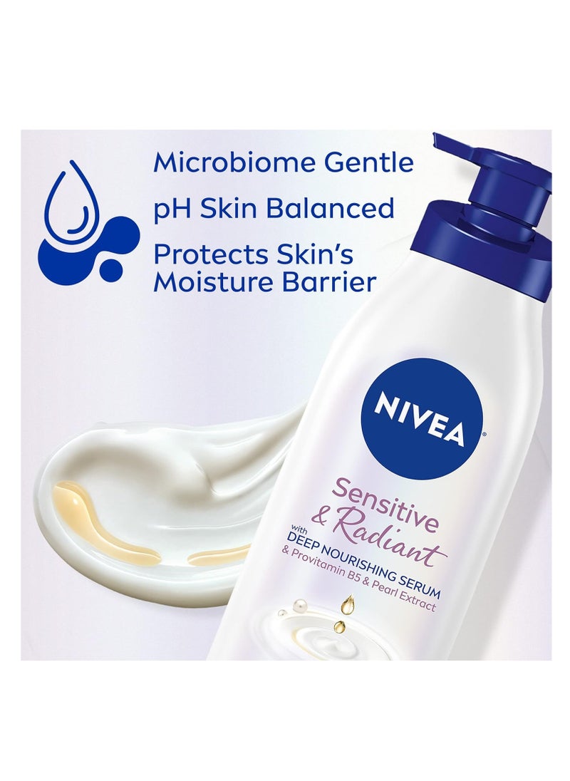 Nivea - NIVEA Sensitive and Radiant Body Lotion for Sensitive Skin, Unscented Body Lotion With Hypoallergenic Formula, 16.9 Fl Oz Pump Bottle - Image 1