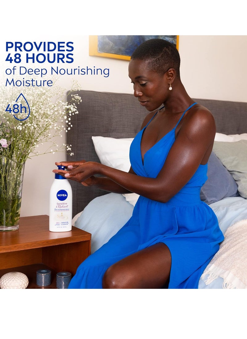 Nivea - NIVEA Sensitive and Radiant Body Lotion for Sensitive Skin, Unscented Body Lotion With Hypoallergenic Formula, 16.9 Fl Oz Pump Bottle - Image 1