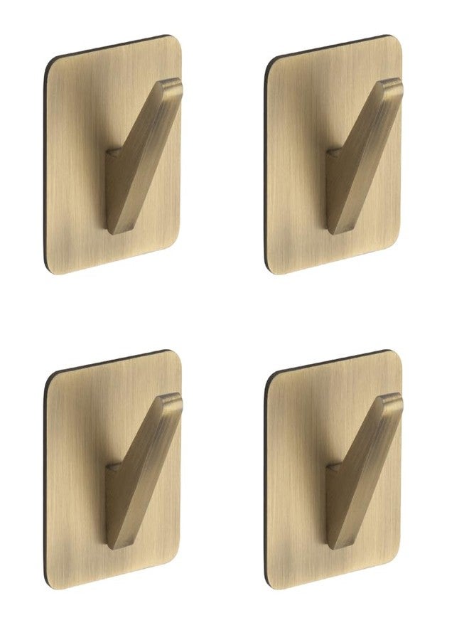 Allied Stainless Steel Self Adhesive Wall Hook Square Shaped for kichen, Bathroom, Cabinet, Towel, Utensils, Key - Waterproof and Rustproof | Code - 718 (Pack of 4, Brass Antique) - Image 1
