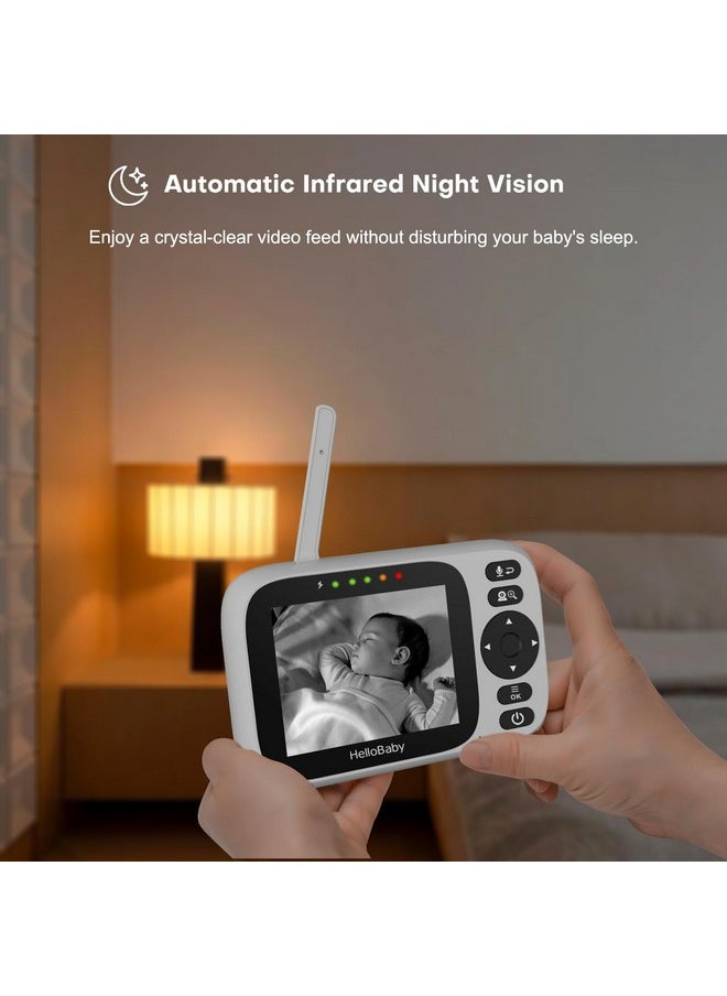 Hellobaby HelloBaby Baby Monitor with 3.2'' IPS Screen - Baby Camera Monitor with Remote Pan-Tilt-Zoom Camera No WiFi, Infrared Night Vision, 1000ft Wireless Connection  - Image 2