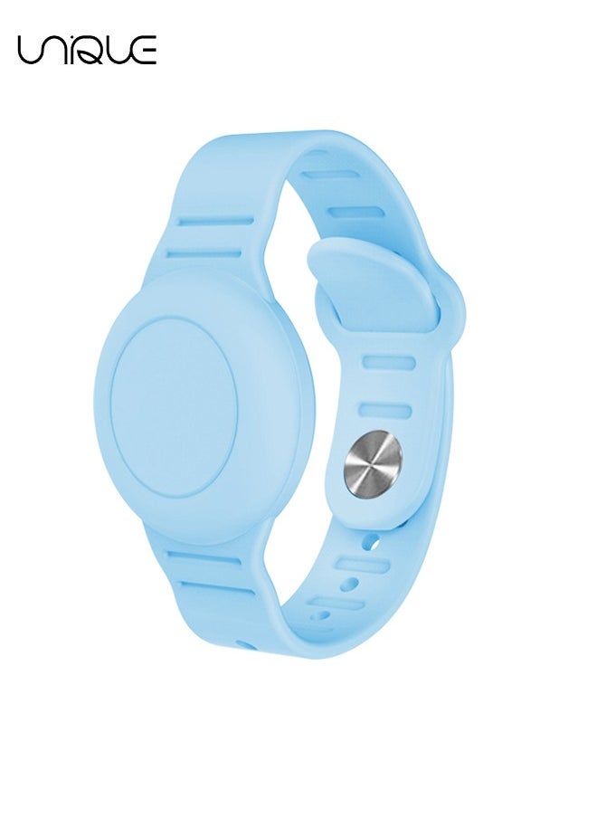 Unique Kids Waterproof Airtag Bracelet Compatible with Apple AirTag, Hidden Silicon Protective Case for Air Tag Holder, Adjustable Anti-Lost Watch Band for Toddler Child (Blue)  - Image 1