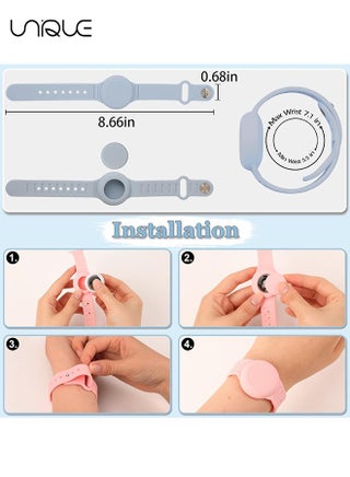 Kids Waterproof Airtag Bracelet Compatible with Apple AirTag, Hidden Silicon Protective Case for Air Tag Holder, Adjustable Anti-Lost Watch Band for Toddler Child (Blue) - view 2