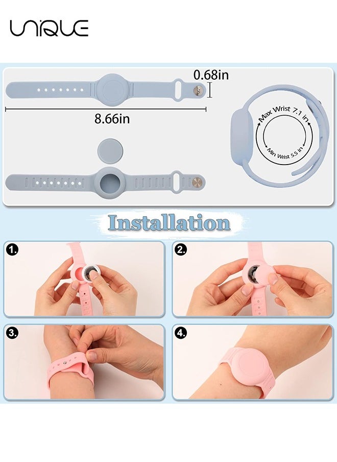 Unique Kids Waterproof Airtag Bracelet Compatible with Apple AirTag, Hidden Silicon Protective Case for Air Tag Holder, Adjustable Anti-Lost Watch Band for Toddler Child (Blue)  - Image 2
