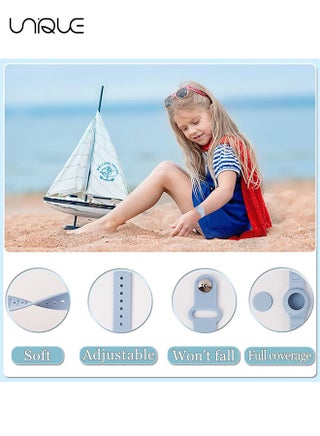 Kids Waterproof Airtag Bracelet Compatible with Apple AirTag, Hidden Silicon Protective Case for Air Tag Holder, Adjustable Anti-Lost Watch Band for Toddler Child (Blue) - view 3
