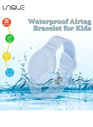 Kids Waterproof Airtag Bracelet Compatible with Apple AirTag, Hidden Silicon Protective Case for Air Tag Holder, Adjustable Anti-Lost Watch Band for Toddler Child (Blue) - view 4