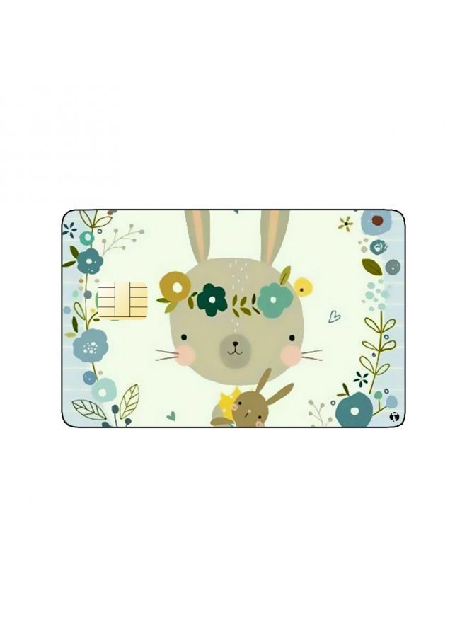 RKN PRINTED BANK CARD STICKER Cute Bunny Drawing With Flowers - Image 1