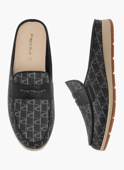 Paprika Women Monogram Print Slip-On Mules