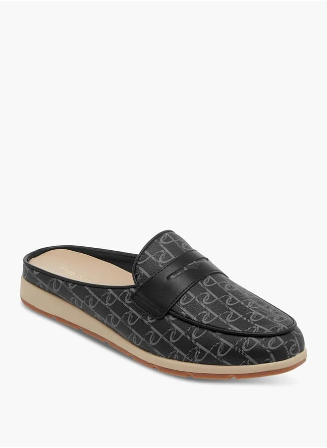 Paprika Women Monogram Print Slip-On Mules