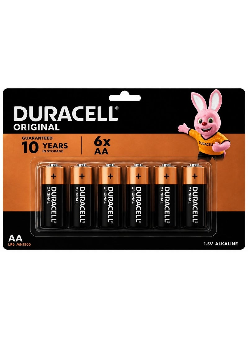 Duracell 6 Duracell AA Alkaline Batteries, 1.5V, MN1500 LR6, Long-lasting power, Leak-proof design, Safe for Devices - Image 2