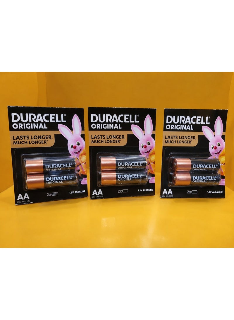 Duracell 6 Duracell AA Alkaline Batteries, 1.5V, MN1500 LR6, Long-lasting power, Leak-proof design, Safe for Devices - Image 1