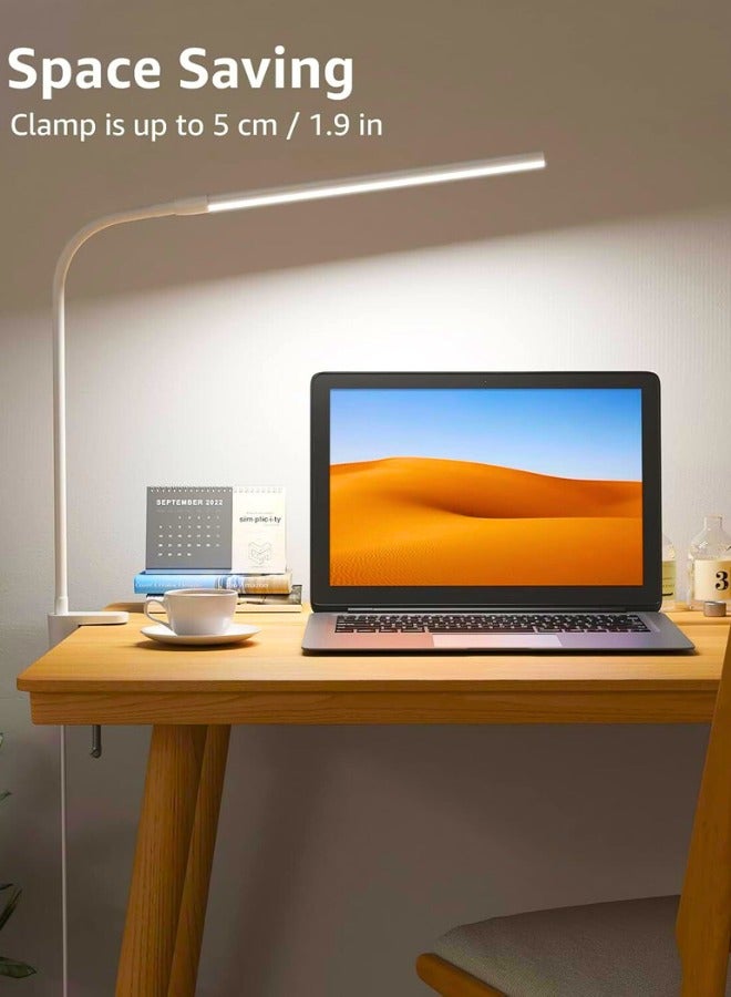 تشيس اب مصباح مكتب بمشبك، مرن قابل للتعديل، أبيض دافئ، ضوء أبيض طبيعي وأبيض بارد، 460 لومن، 10 سطوع، مصباح بمشبك USB قابل للتعتيم، مصباح قراءة، مصباح دراسة للطلاب، أبيض - Image 3