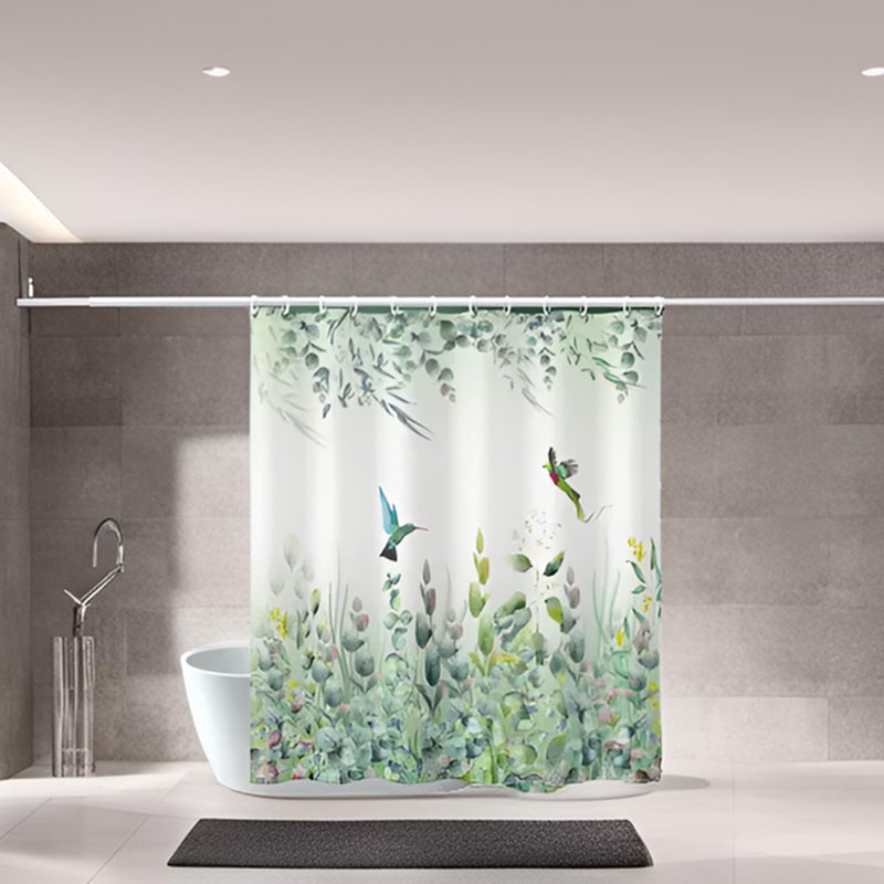 Niidder Green Leaf Shower Curtain  Kingfisher Shower Curtain -72 ""W x 78"" L with 12 Hooks  Weighted Hem Shower Curtain  Waterproof Bathroom Shower Curtain  Sage Green Shower Curtain - Image 2