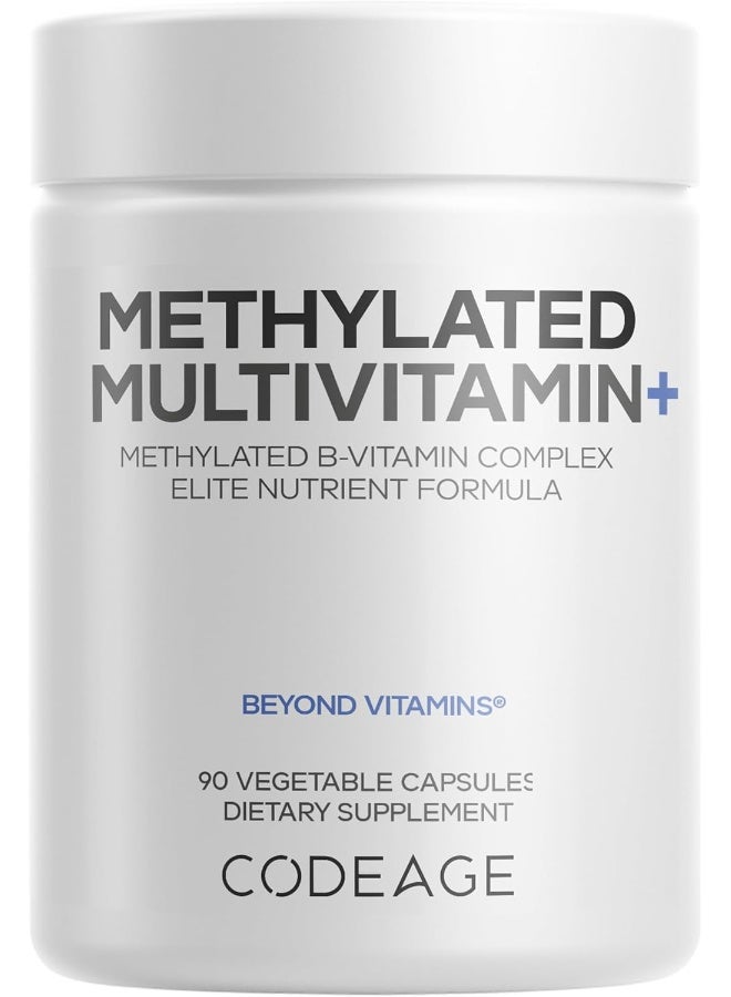 Codeage Methylated Multivitamin Supplement - B-Vitamin, Vitamins A, C, D, E, K2, B12 Methylcobalamin - L-Methylfolate - Magnesium, Coq10, Dim, Probiotics, Benfotiamine, Lithium, Calcium - 90 Capsules - Image 1