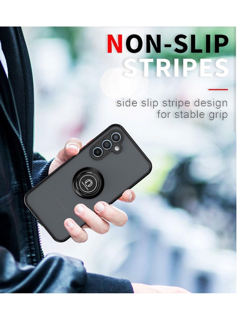 BORTONY Samsung Galaxy S25 Plus Kickstand Case Cover Rotational Metal Ring Shockproof Bumper Matte Finish Magnetic Car Mount Cover For Samsung Galaxy S25 Plus - Image 5