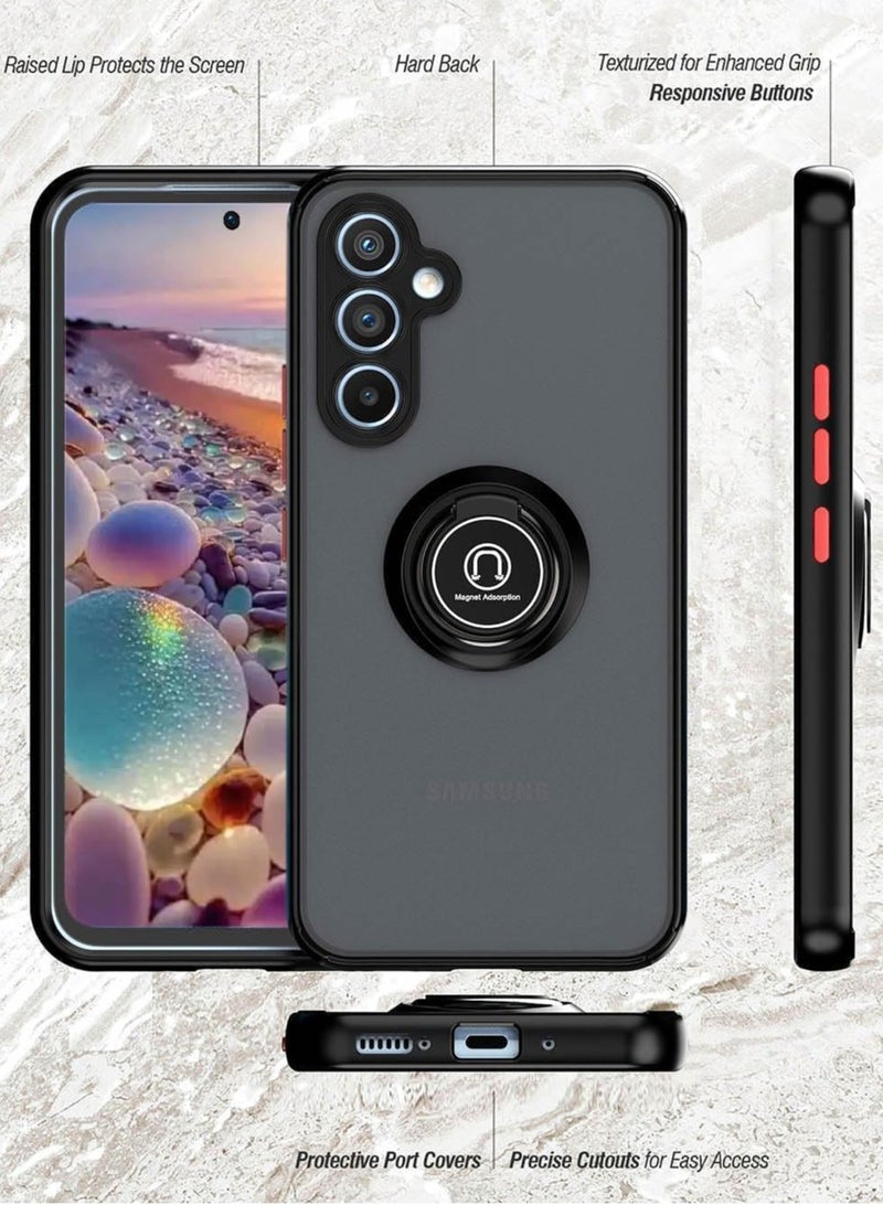 BORTONY Samsung Galaxy S25 Plus Kickstand Case Cover Rotational Metal Ring Shockproof Bumper Matte Finish Magnetic Car Mount Cover For Samsung Galaxy S25 Plus - Image 2