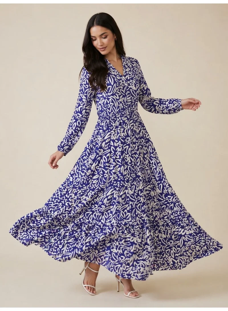 فكتور اند جين Floral Maxi Dress with Button Front
